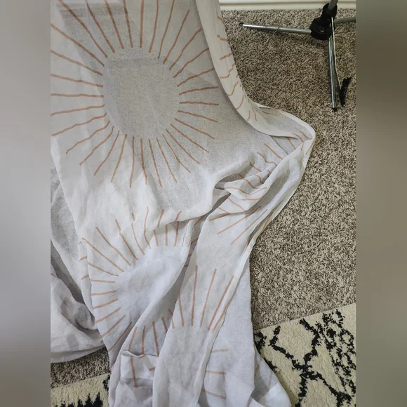Society6 White and Tan Sunburst Curtains - Picture 4 of 5